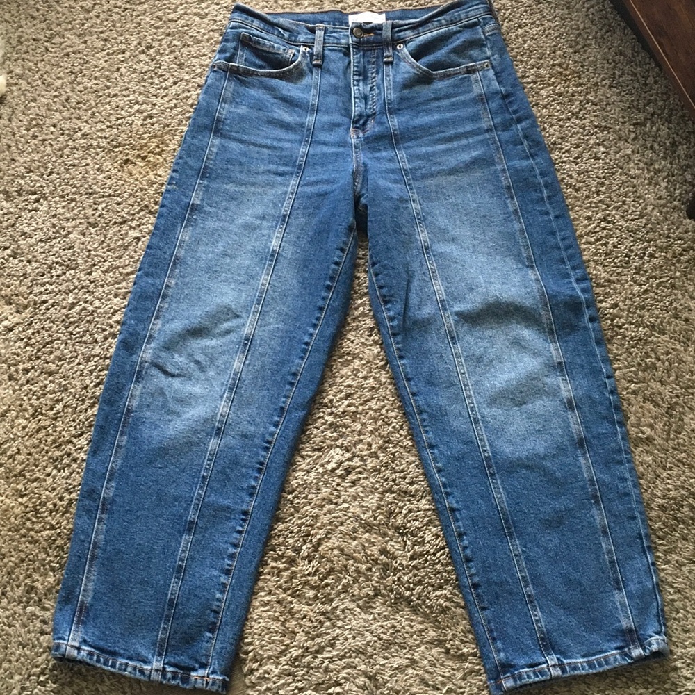 High-Waist Panel-Detail Blue Women's Jeans